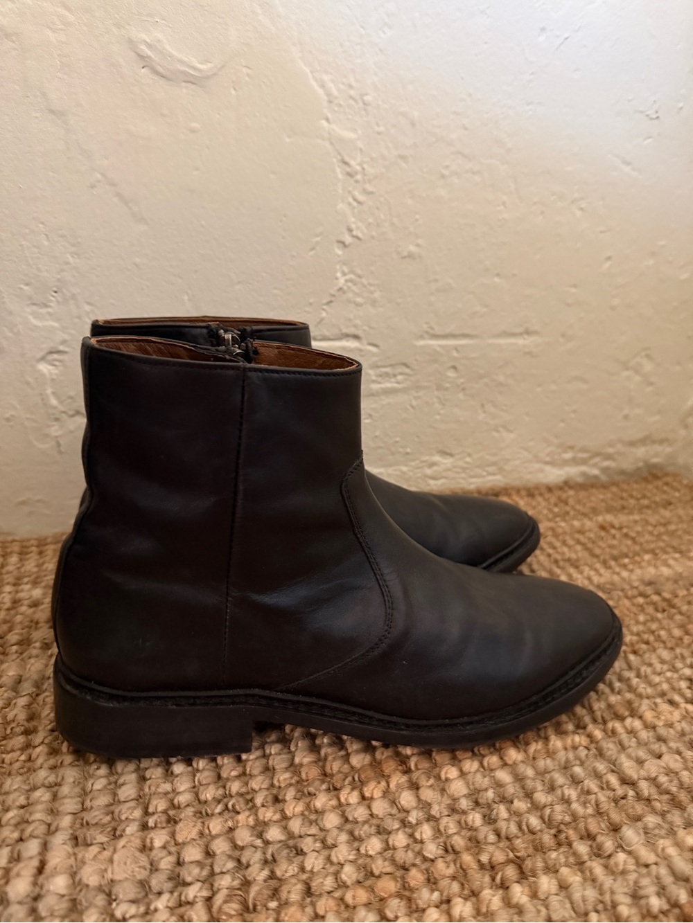 Frye Men's Black Leather Zip Ankle Boots